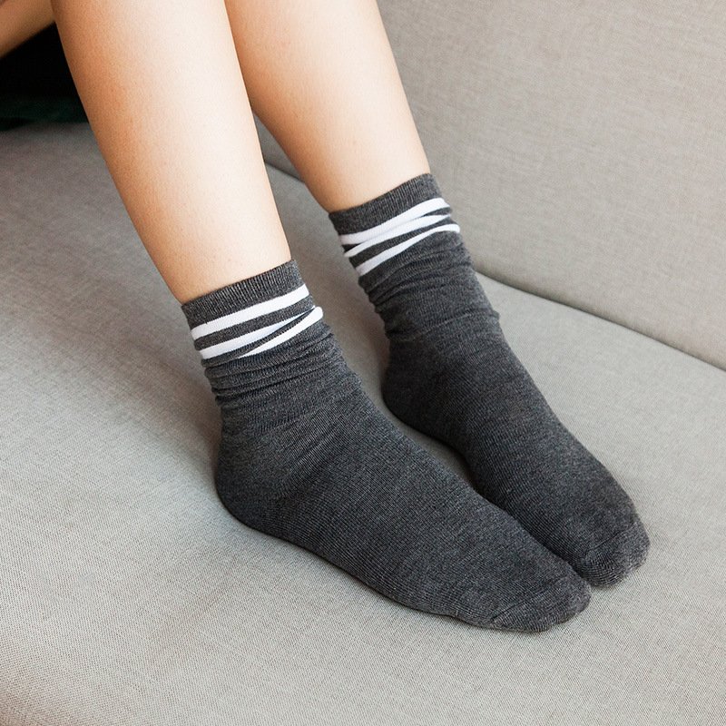 Striped Female Slouch Socks Winter Breathable Cuffs Socks